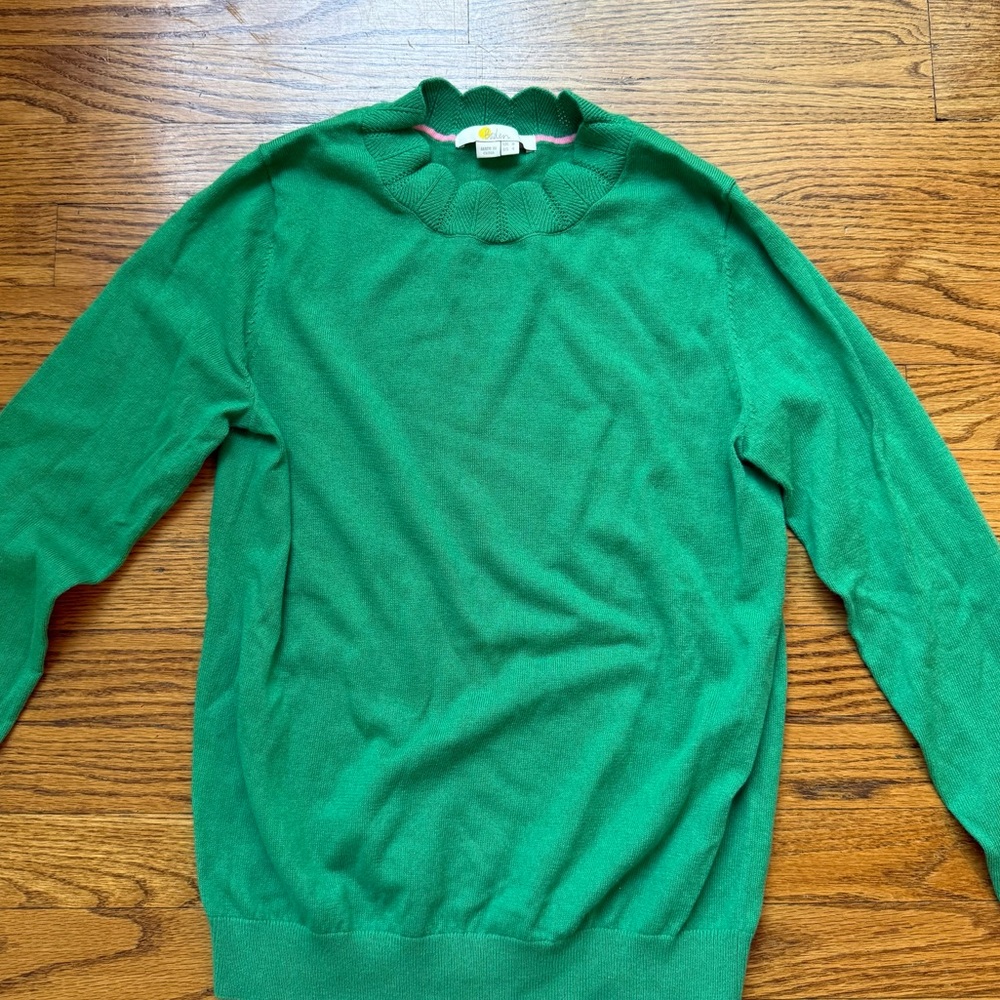 Boden Green Scalloped Sweater